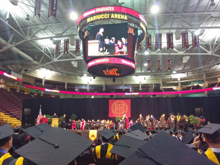 Commencement for science and engineering graduate students, Mariucci Arena, May 2015, University of Minnesota, Minneapolis