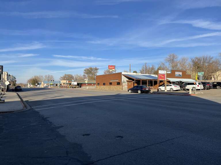 A view of the town of Hagerman, Idaho from the town's main street.