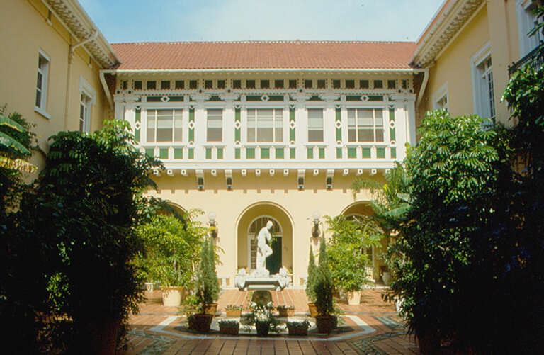 The garden courtyard of Whitehall — Palm Beach, Florida.  

A 55-room mansion in Palm Beach, Florida, built by Henry Flagler in 1900-1902.
Present day museum.