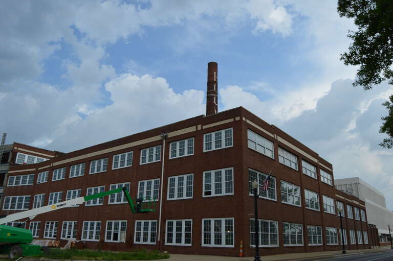 Buildings on the northeastern corner of the junction of Main and Maple Streets in North Canton, Ohio, United States.  Part of the headquarters of the Hoover Company, they are included in the Hoover Company Historic District, a historic district that