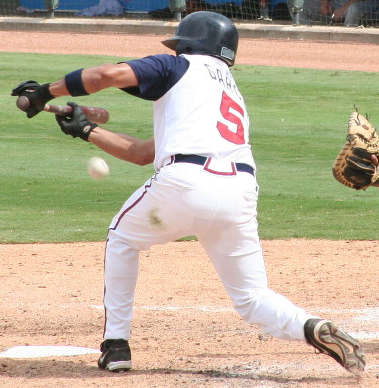 Jesse Garcia of the Round Rock Express lays down a bunt