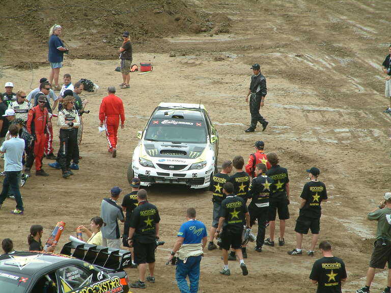 Ken Block during practice for the rally event at the 2008 X Games in Los Angeles.