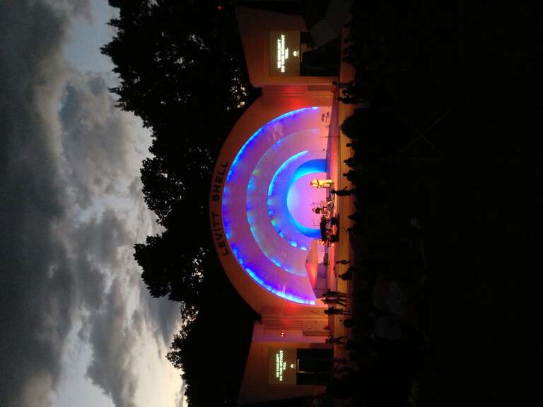 Levitt Shell in Memphis, Tennessee, at dusk.