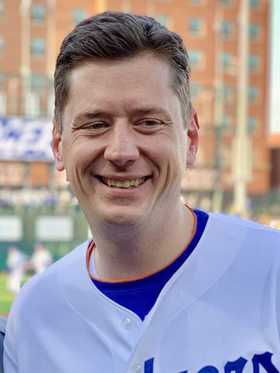 Oklahoma City Mayor David Holt (right) with MSgt. Knight of the Oklahoma City Police Department (left) threw out the first pitches for the Oklahoma City Dodgers season opener on April 4, 2019.
