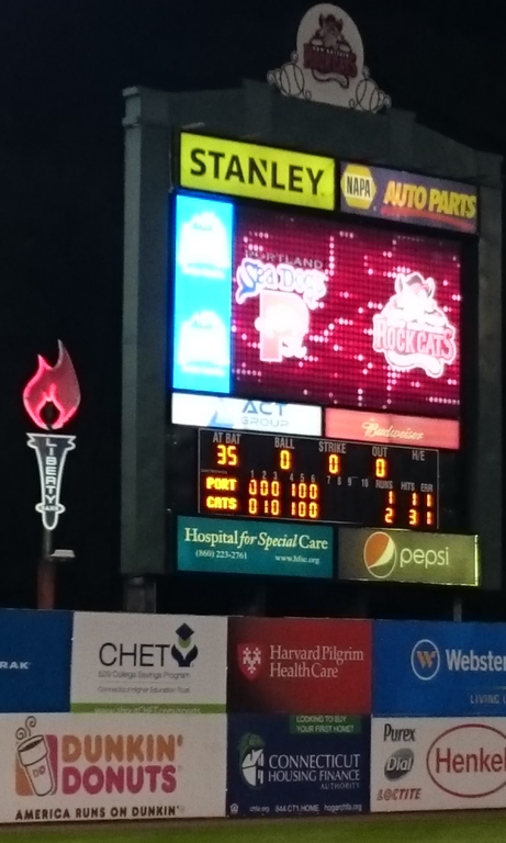 Scoreboard at New Britain Stadium, New Britain, Connecticut