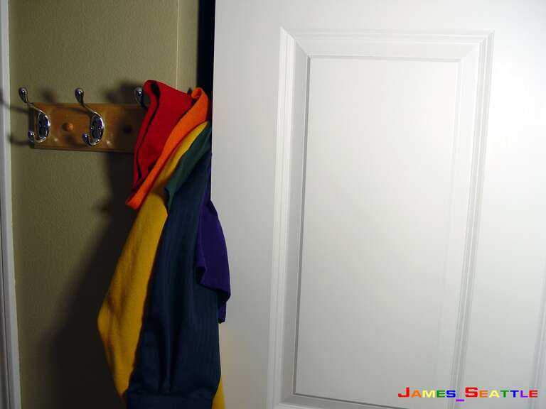 Come Out Of The Closet
Happy National Coming Out Day.

A play on coming out of the closet... a set of different clothes that form a rainbow coming out of the closet.