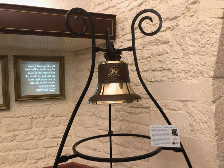 An Ohio Bicentennial Bell in the basement of the Ohio Statehouse in Columbus (Franklin County), Ohio, United States.