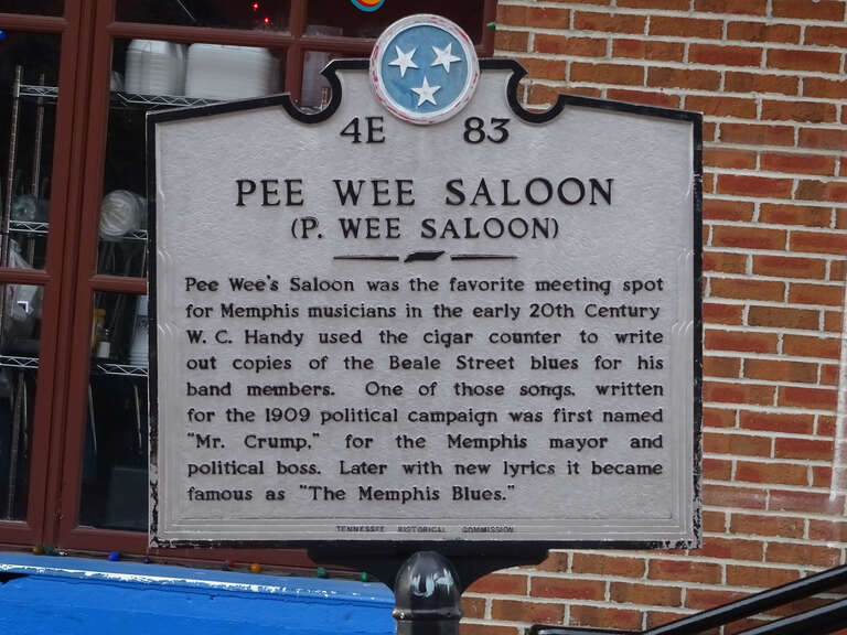 Pee Wee's Saloon was the favorite meeting spot for Memphis musicians in the early 20th century. W.C. Handy used the cigar counter to write out copies of the Beale Street Blues for his band members. One of those songs, written for the 1909 political