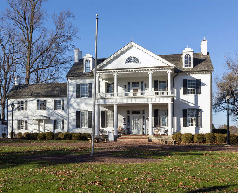 Rose Hill Manor, Frederick, Maryland, USA. Camera location is the same as that used for HABS documentation in 1936 with Historic American Buildings Survey E.H. Pickering, Photographer Sept. 1936 - Rose Hill Manor, 1611 North Market Street, Frederick,