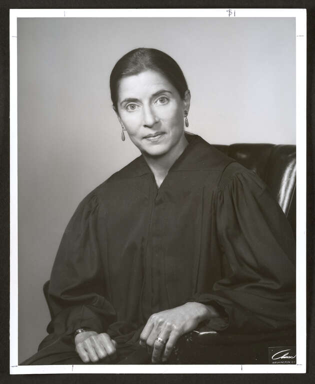 Photograph (front side) portrait of the Honorable Ruth Bader Ginsburg, U.S. Court of Appeals and 1981 John A. Sibley Lecturer. The title of her lecture was &quot;Inviting Judicial Activism: A 'Liberal' or 'Conservative' Technique&quot; and was delivered at the