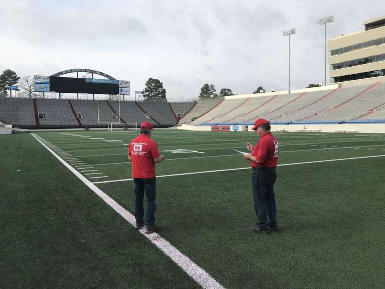 U.S. Army Corps of Engineers Little Rock District personnel perform a site inspection in Little Rock, Arkansas, March 27th, 2020. Their efforts are part of a larger FEMA mission assignment for the Corps of Engineers to convert large spaces to serve