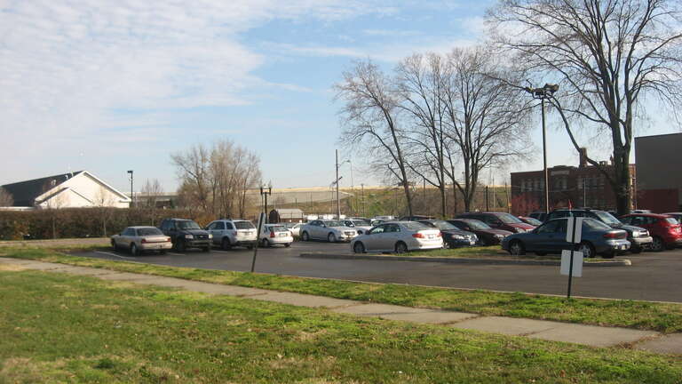 A parking lot at 800 W. Fifth Street in Dayton, Ohio, United States.  This was the site of the Women's Christian Association, which was listed on the National Register of Historic Places in 1976; it was destroyed in 2007 but has not yet been removed.