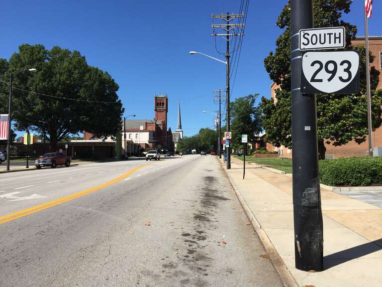 View south along Virginia State Route 293 (Main Street) at Ridge Street in Danville, Virginia