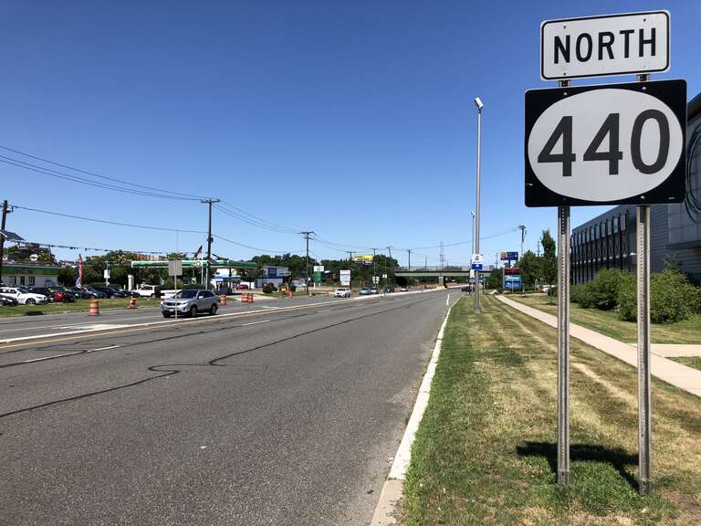View north along New Jersey State Route 440 just north of 5th Street in Bayonne, Hudson County, New Jersey