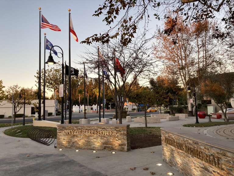 Bellflower Veteran's Memorial at Library Garden park.