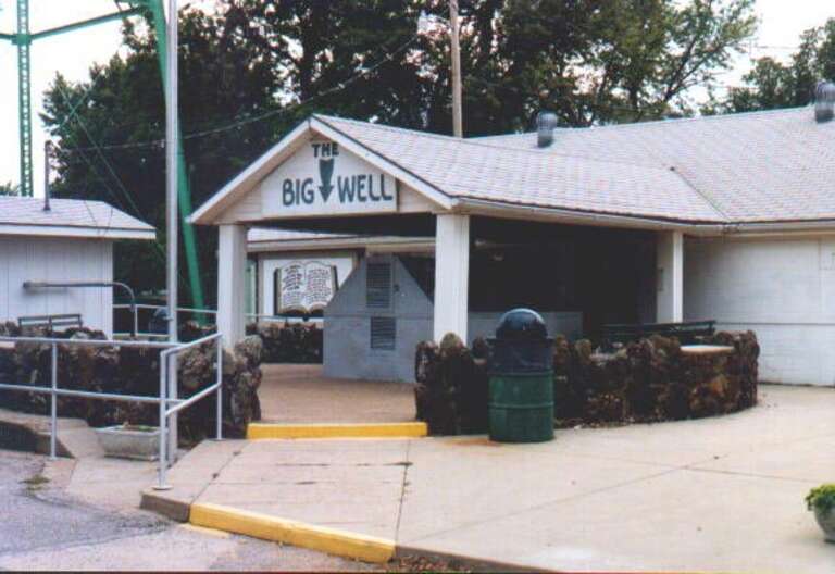The Big Well Visitor Center in Greensburg, Kansas, United States.  Built in 1887, it was destroyed by a 2007 tornado, but remains listed on the National Register of Historic Places.