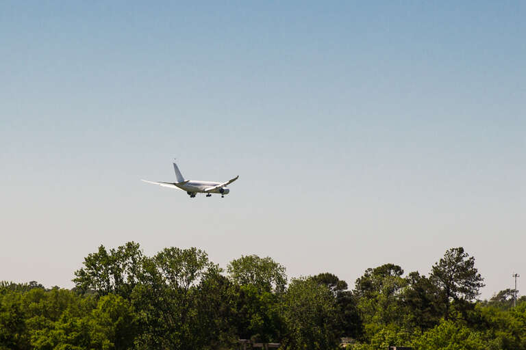 A Boeing 787 on final approach to land at the Charleston International Airport, concluding a test flight over the Atlantic Ocean.

Photo by Ryan Johnson