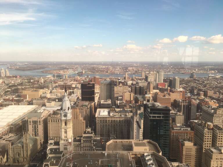 A view of the eastern portion of Center City Philadelphia from the One Liberty Observation Deck.