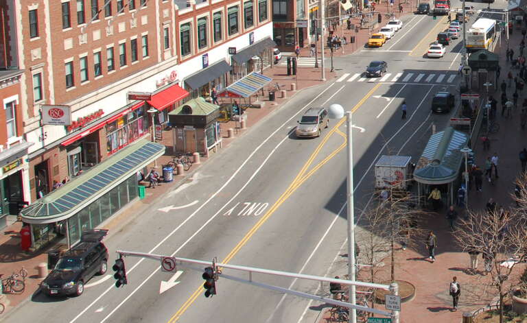 Some of the headhouses of Central station viewed from an adjacent building in April 2008