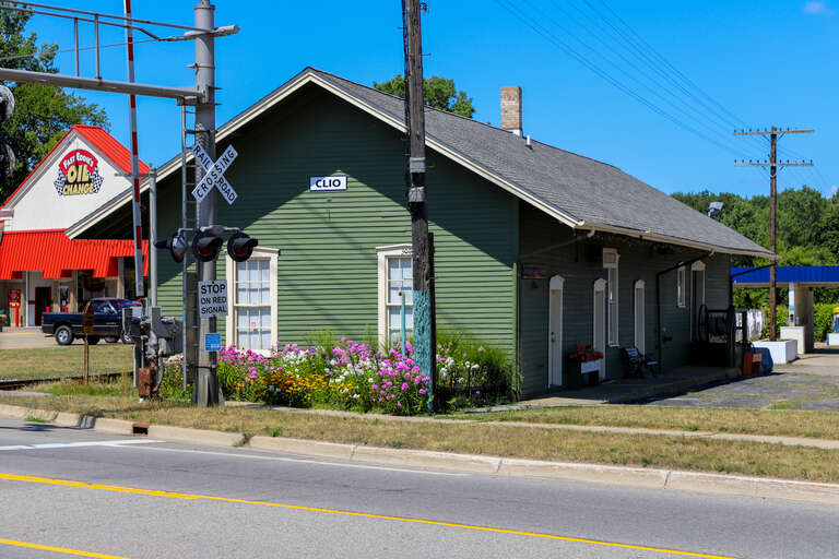 Clio Depot, now the Clio Depot and Museum, Clio, Michigan. It was listed on the National Register of Historic Places in 1983. It was constructed in 1873 to service the Pere Marquette Railway in 1873, and was used until 1960. It operated as a