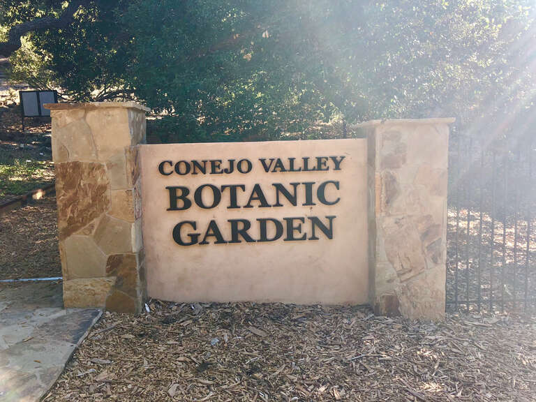 Entry sign by Conejo Valley Botanic Garden in Thousand Oaks, CA.
