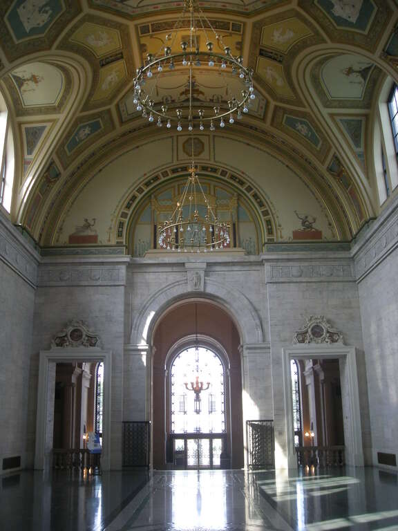 The interior of the Great Hall at the Detroit Institute of Arts in Detroit, Michigan (United States).