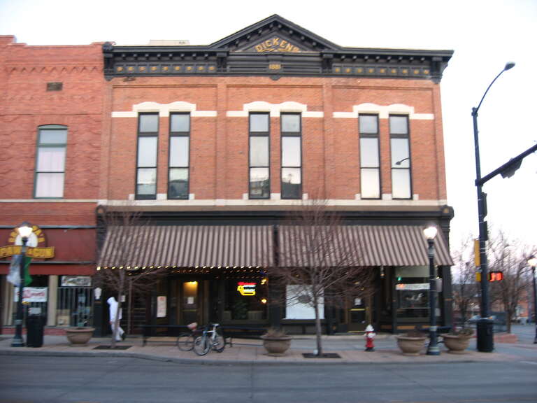 The Dickens Opera House, located at 300 Main Street in central Longmont, Colorado, United States.  Built in 1881, the opera house is now used by small businesses.  It was listed on the National Register of Historic Places in 1987.
