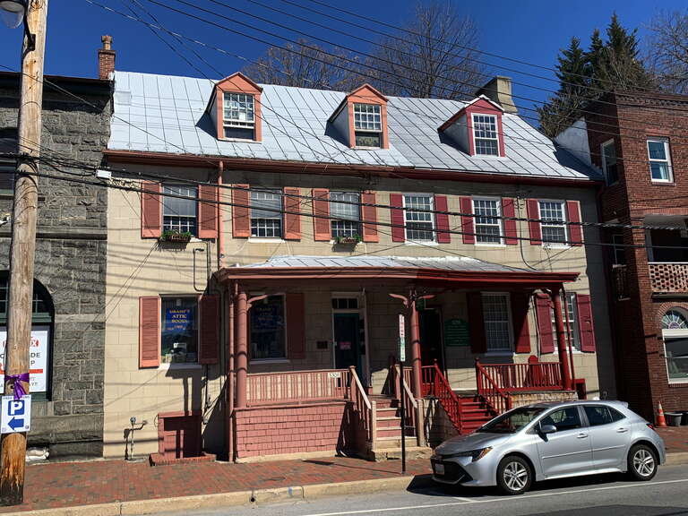 Description from the plaque on the building: &quot;Disney's Tavern Ca 1790 Deborah Disney ran her tavern, a popular gathering place for men, on this site from 1840-1862. The building continued as a tavern throughout the late 19th century. Later a fabric