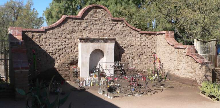 El Tiradito shrine, located on west side of Main Avenue between Simpson and Cushing Streets in Tucson, Arizona.