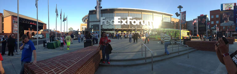 500px provided description: FRONT OF THE FED EX FORUM BASKETBALL ARENA PANORAM [#SPORTS ,#BASKETBALL ,#HEATNATION ,#HEATVSMEMPHIS ,#APRIL9TH2014 ,#FEDEXFORUM]
