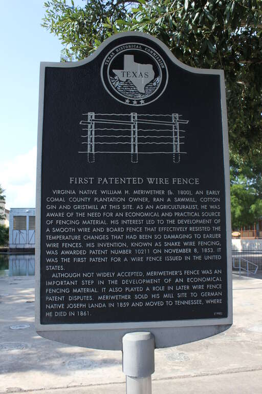 First Patented Wire Fence, New Braunfels, Texas Historical Marker