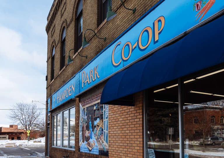 The Hampden Park Co-Op natural foods grocery store in the Saint Anthony Park neighborhood of St. Paul, Minnesota.