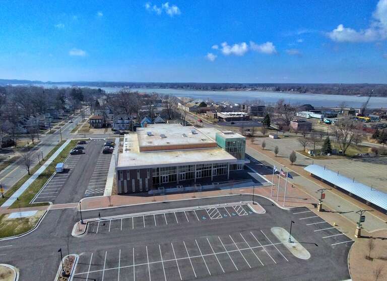 Newly renovated Holland Civic Center seen from above.