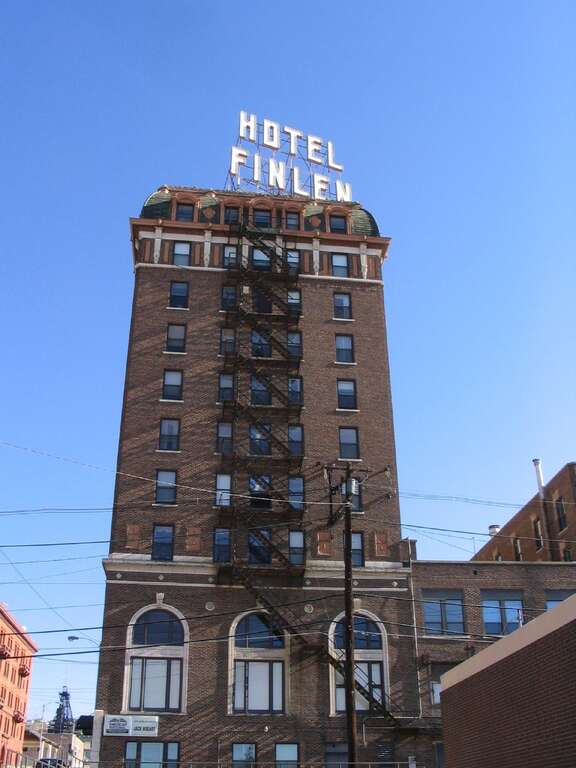 Hotel Finlen.  Used to be a really nice hotel it seems.  Alicia and I stayed there and found it to be a glorified flophouse.  The guy working at the front desk when we got there was ostensibly insane.  He rambled on and on about the fall of