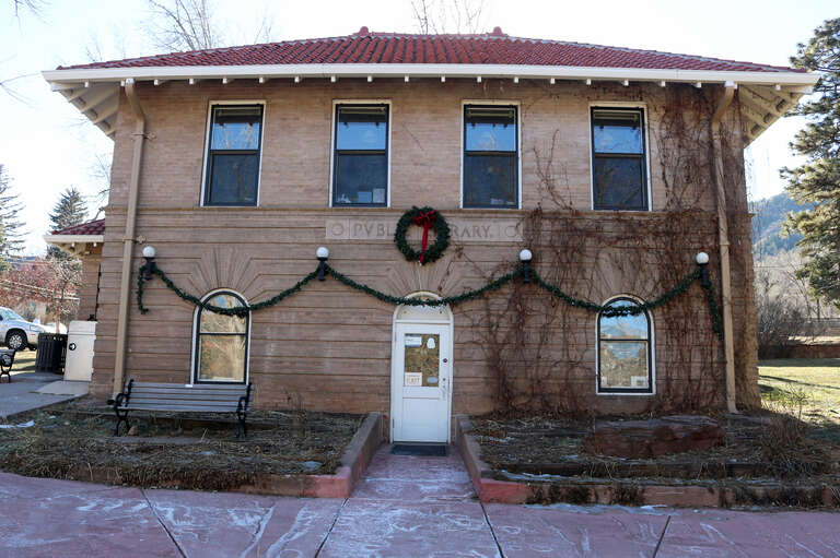 The Manitou Springs Library, located at 701 Manitou Avenue in Manitou Springs, Colorado. Built in 1911, the library, now part of the Pikes Peak Library District, is a Carnegie Library. The building is a contributing property to the Manitou Springs