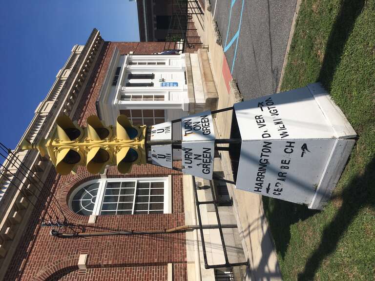 The first stoplight in Milford, Delaware dating back to 1925, located outside the Milford Museum