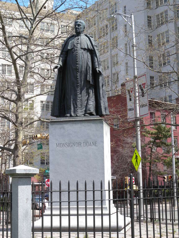 Looking northeast at statue of G Hobart Doane, son of en:George Washington Doane, on a sunny midday.  See en:Cathedral Basilica of the Sacred Heart, Newark, New Jersey.