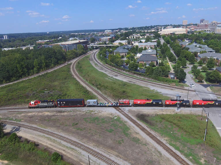 NS 975 comes through Devine Junction in Columbia, SC as they prepare to back the Safety Train back into Andrews Yard.