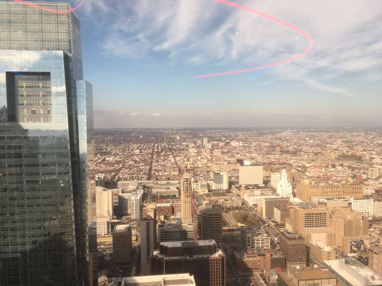 A view of North Philadelphia from the One Liberty Observation Deck. The Comcast Center is visible to the left in the foreground.