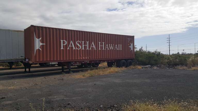 Pasha Hawaii's shipping container on Hale Makai Place, Kailua Kona, Hawaii