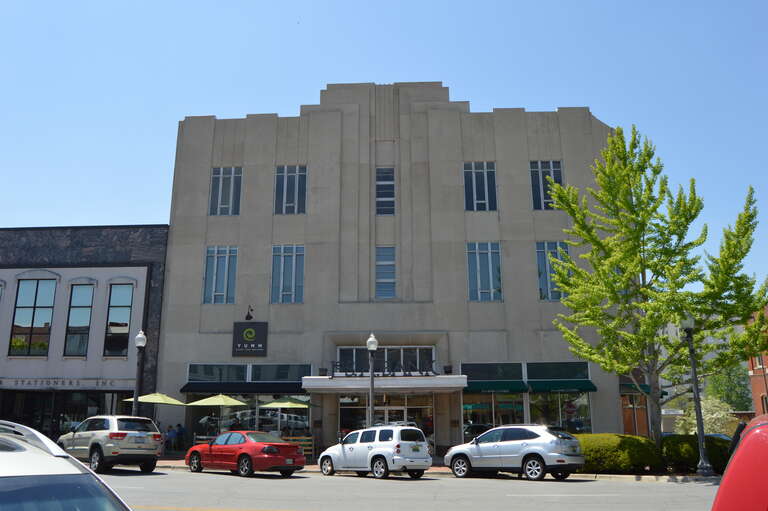 Front of the Rogers Department Store, located at 117 N. Court Street in Florence, Alabama, United States.  Built in 1910 and extensively remodelled in 1948, it is listed on the National Register of Historic Places, and it is part of a Register-listed