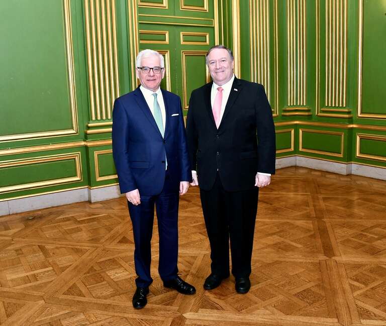 U.S. Secretary of State Michael R. Pompeo meets with Polish Foreign Minister Jacek Czaputowicz at the Andrew W. Mellon Auditorium in Washington, D.C., on April 3, 2019. [State Department photo by Michael Gross/ Public Domain]