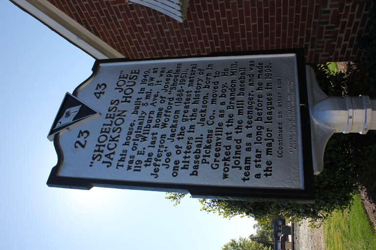 Shoeless Joe Jackson House, Greenville, SC Historical Marker