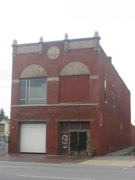 Front and eastern side of the Steam Engine Company No. 4, located at 1617 W. Main Street (U.S. Route 31) in Louisville, Kentucky, United States.  Built in 1890, it is listed on the National Register of Historic Places.