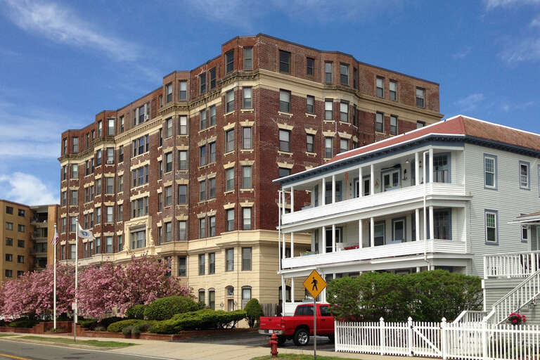The Breakers condominium overlooking Nahant Bay in Lynn, MA. Built in 1893 in the renaissance revival style.