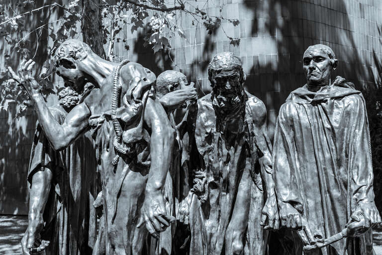 500px provided description: This cast of &quot;The Burghers of Calais&quot; by Auguste Rodin is at the Norton Simon Museum in Pasadena, California. Cast in 1968, it represents the burghers of the city of Calais capitulating after a long siege by the English
