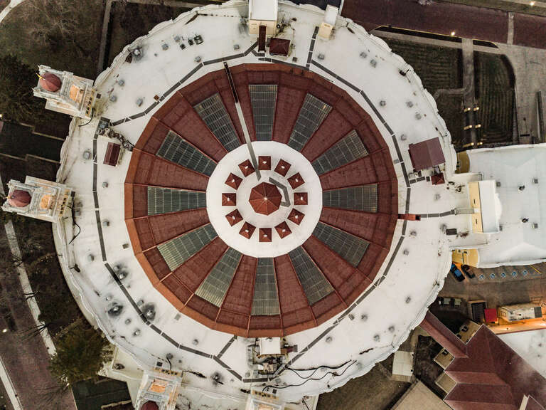 This is a top down view of the dome of the West Baden Springs Hotel in West Baden Indiana.