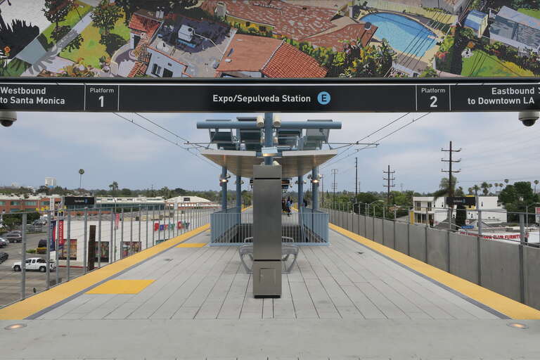 The western end of the platform at Expo/Sepulveda