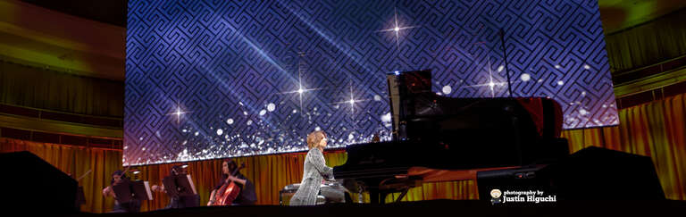 Yoshiki (of the band X Japan) performing live on the First Stop of the Yoshiki Classical World Tour at Renee and Henry Segerstrom Concert Hall in Costa Mesa California on Friday April 25th, 2014. Sugizo (of the band Luna Sea and touring member of X