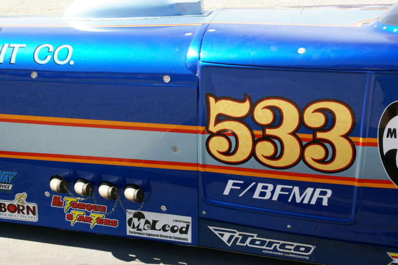 Racing car prepared for Bonneville Salt flats in Wendover, Utah, USA